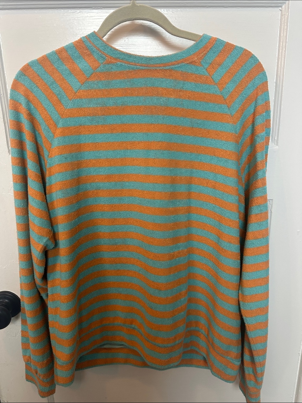 KULE Women's Striped Crewneck Sweater - Teal & Orange